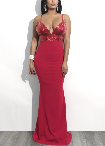 

Сексуальное сияние V шеи без спинки Bodycon платье