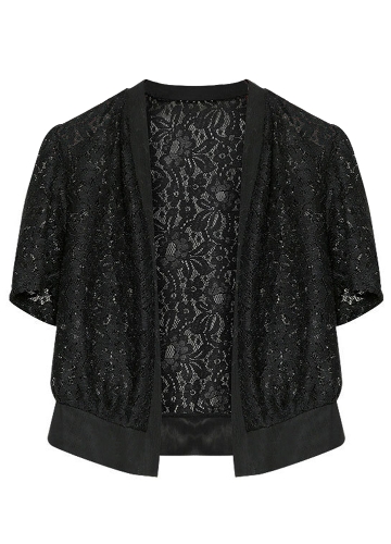 

Women Lace Cardigan Open Front Short Sleeve Hollow Out Casual Office Beach Top Short Outerwear