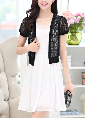 

Women Lace Cardigan Open Front Casual Office Beach Top Short Outerwear