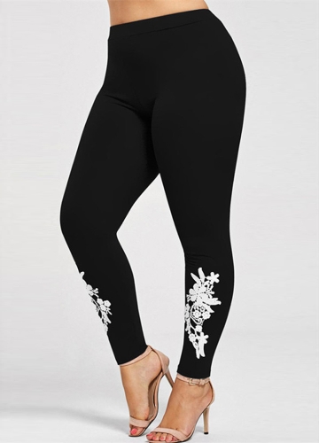 

Plus Size Crochet Lace High Waist Skinny Tights Slim Leggings