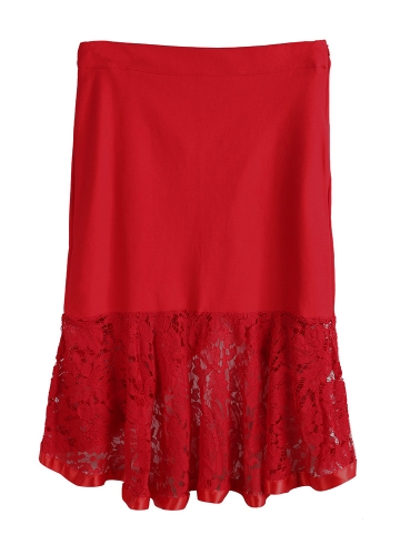 

Mermaid Lace Asymmetrical Flared Hem High Waist Skirt
