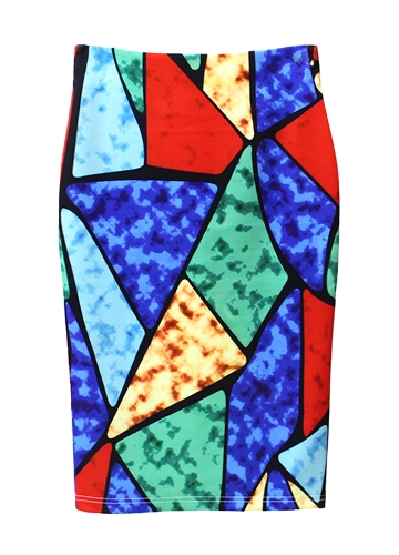 

New Women Pencil Skirt Geometric Print High Waist Split Slim Elegant OL Bodycon Midi Skirt