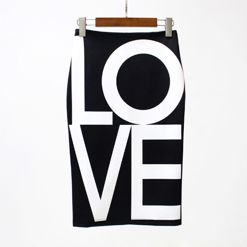 

eometric Print High Waist Split Slim Elegant OL Bodycon Midi Skirt