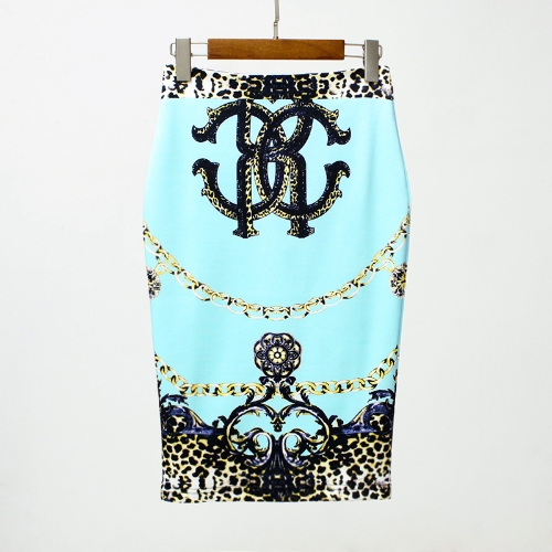 

Новые женские карандашные юбки Vintage Print High Waist Split Slim Элегантная ретро OL Bodycon Midi Юбка