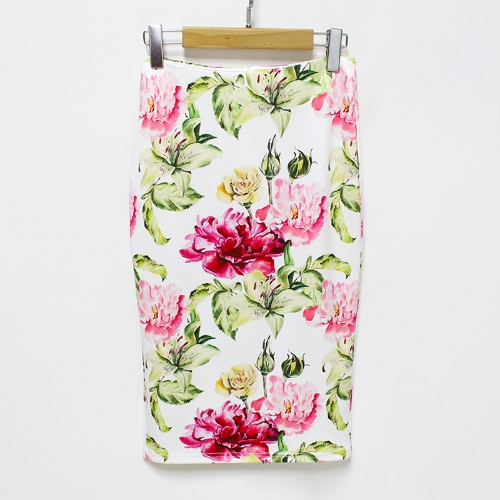 

Floral Print High Waist Split Vintage Slim Elegant OL Bodycon Midi Skirt