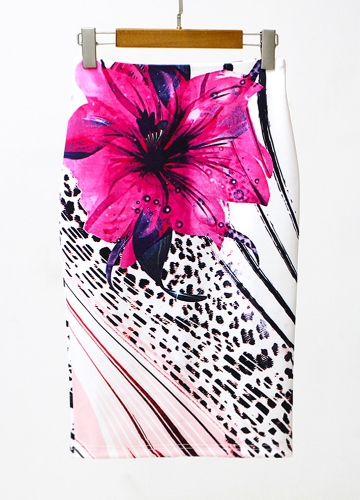 

Floral Print High Waist Split Vintage Slim Elegant OL Bodycon Midi Skirt