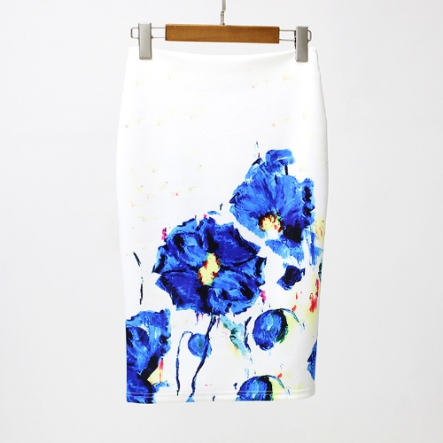 

Vintage Floral Print High Waist Split Slim Elegant OL Bodycon Midi Skirt