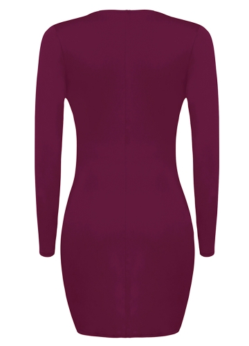 

Sexy Women Twist Front Deep V Шея Bodycon Платье с длинным рукавом Party Club Slim Mini Dress