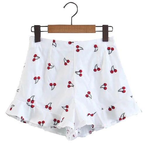 

New Women Embroidery Shorts Zipper Side Casual Bohemian Style Plus Size Hot Pants White
