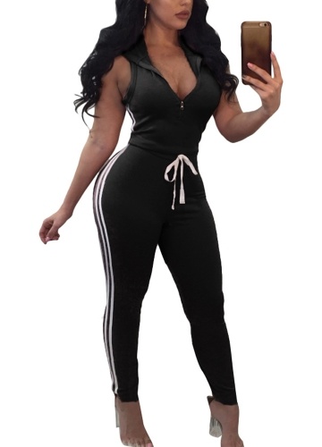 

Women Sport Yoga Set Striped V Neck Sleeveless Fitness Jumpsuits Gym Running Bodysuits Workout Suit Pink/Black