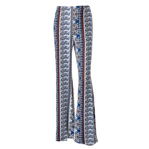 

Новые Vintage Boho Women Floral Print Широкие штаны для ног Высокие талии Белые нижние штаны для белья Белый