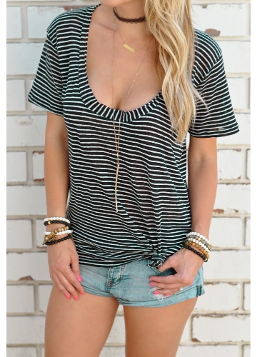 

Striped Short Sleeves O-Neck Casual T-Shirt