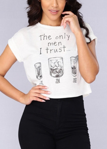 

Basic T-Shirt Letter Print O-Neck Short Sleeve Casual Tee