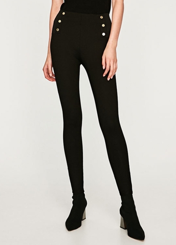 

Stud Pencil Pants Solid Slim High Waist Skinny Pants