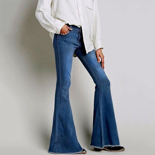

Skinny Denim Jeans Flare Pants Bell Bottom Pants Casual Long Trousers