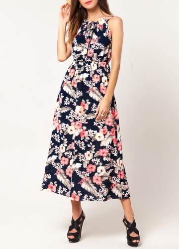 

Bohemian Floral Sleeveless Dress Beach Strap Sundress Vestidos