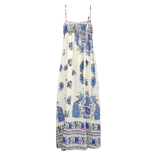 

Vintage Bohemian Floral Maxi Dress Sleeveless Backless Sundress
