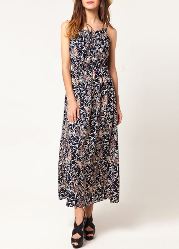 

Bohemian Floral Spaghetti Strap Summer Maxi Dress