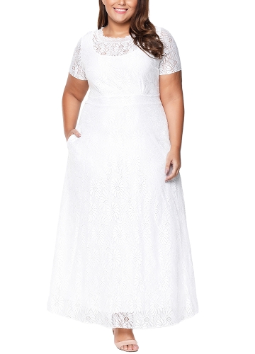 

Plus Size Lace Maxi A-Line Dress