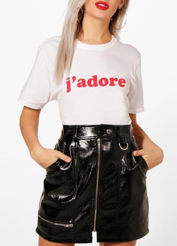 

Letters Print Short Sleeves O Neck T-shirt