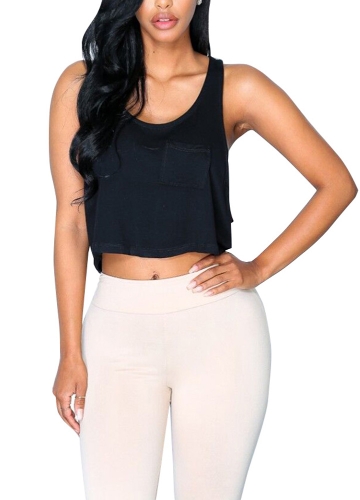 

O Шея Без рукавов Без спинки Асимметрия Hem Crop Top