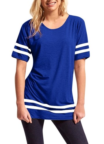 

Cotton Striped T-Shirt Short Sleeve Casual Loose Tee