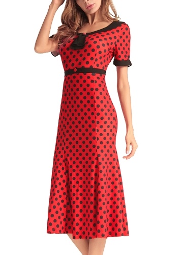 

1950-е годы Vintage Women Polka Dot Платье Bodycon Elegant Mermaid Long Dress