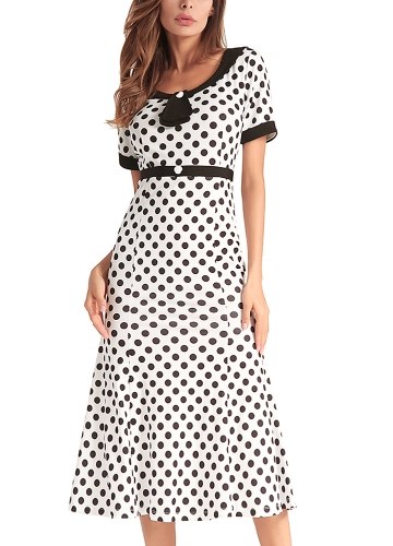 

1950s Vintage Women Polka Dot Dress Bodycon Elegant Mermaid Long Dress