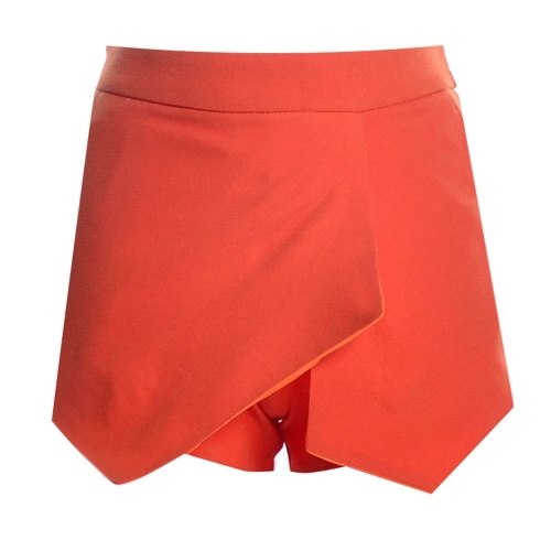 

Women Short Skirts Solid Color Asymmetrical Shorts High Waist Casual Ladies Skirts