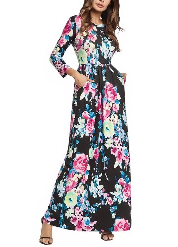 

Women Summer Long Maxi Dress Floral Print Boho Beach Dress Party Sundress