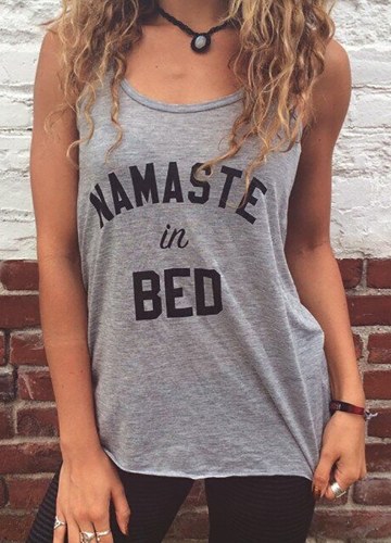 

Women Tank Top O Neck Sleeveless Letters Print
