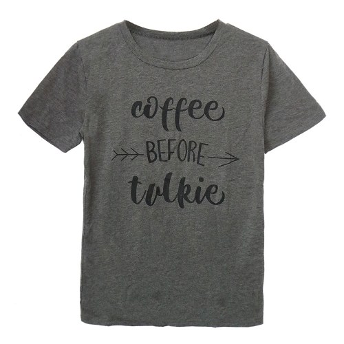 

Summer Women Basic T-Shirt Letter Print O-Neck Short Sleeve Casual Tee Top