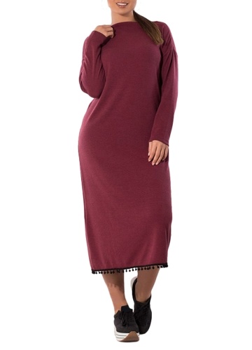 

Женщины Плюс Размер Maxi Платье O-образным вырезом с длинным рукавом Tassel Solid Slim Long Dress