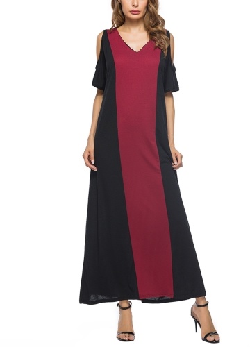 

Plus Size V-Neck Short Sleeve Off the Shoulder Maxi Dress