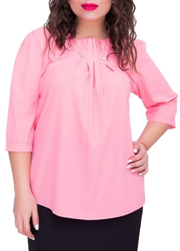 

Plus Size Chiffon Ruched O Neck Half Sleeve Blouse