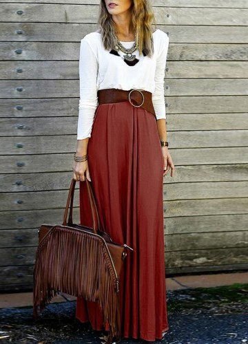 

Women Cotton Casual Maxi Dress Spliced Criss-Cross Long Sleeve Pleated Long Dress