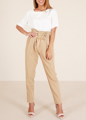 

Женские карандашные штаны зашнуровать передние карманы Ruched Summer Trousers