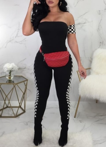 

Women Jumpsuit Plaid Checked Short Sleeve Rompers Bodycon Playsuit Bodysuit