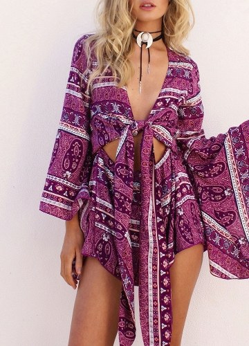 

Женщины Playsuit Цветочные Пейсли Печать Tie Cut Out Beach Holiday Wear Комбинезон