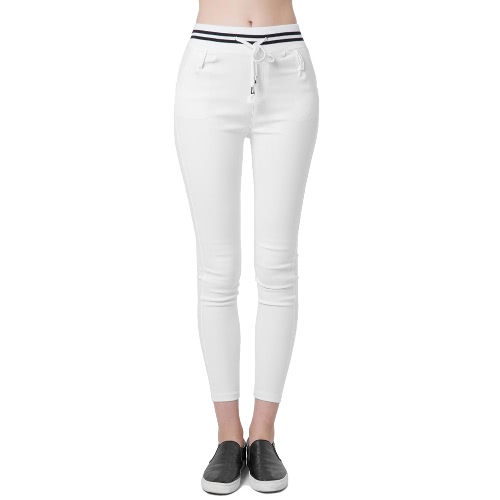

Fashion Women Casual Pants Elastic Waist Drawstring Slim Pencil Pants