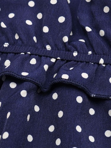

Women Sleeveless Polka Dot Dress Halter High Waist Ruffles Casual Holiday Dress