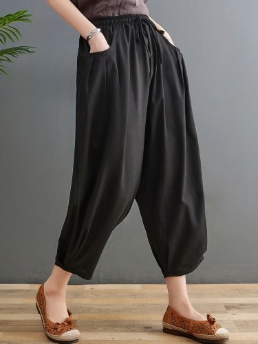 

Summer Women Soft Cotton Linen Wide Legs Pants Casual Pants Oversized Pants
