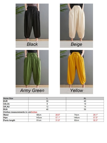 

Summer Women Soft Cotton Linen Wide Legs Pants Casual Pants Oversized Pants