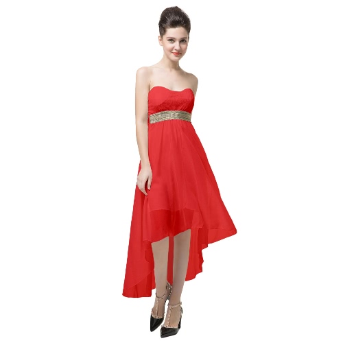 

Lace Bandeau Off Shoulder Open Back Irregular Hem Sexy Dress