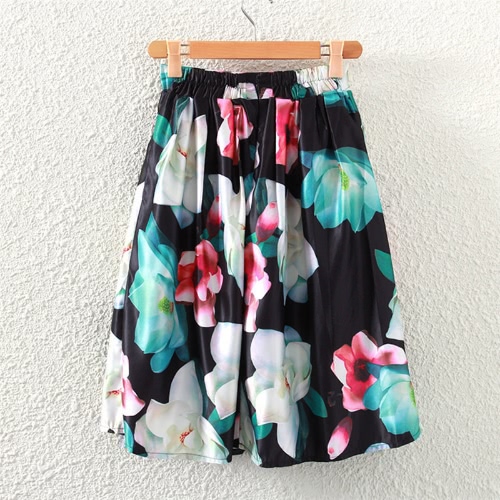

Retro Floral Print A-Line Pleated High Waist Midi Skirt for Women