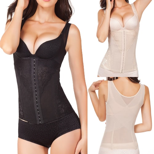 

Women Floral Bodysuits Slimming Shapewear Underbust Waist Cincher Mesh Body Shaper Corsets Black/Beige