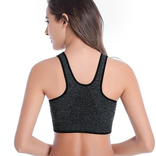 

New Fashion Women Sports Bra Push Up Zipper Wireless Padding Fitness Stretch Breathable Yoga Gym Underwear Vest