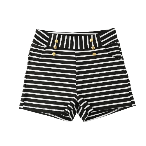 

Summer Casual Striped High Elastic Waist Women's Shorts