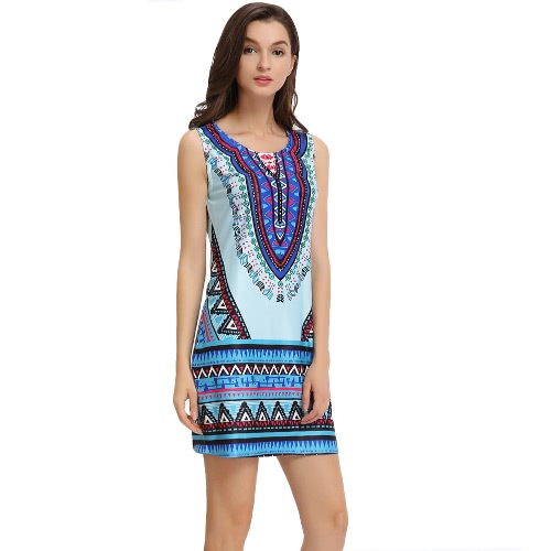 

Geometric Print Scoop Short Summer Dress