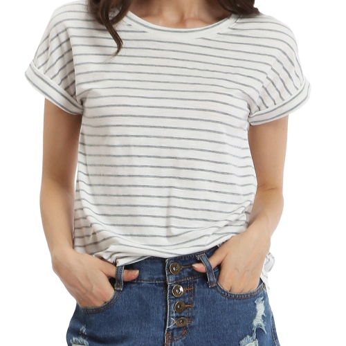 

Casual Short Sleeves Stripe T-shirt